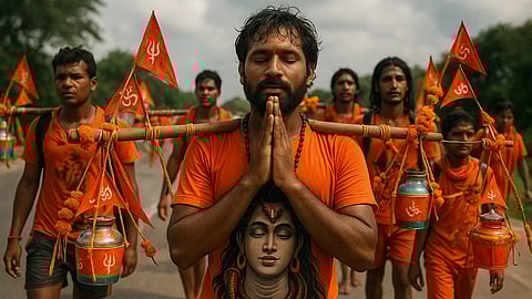 कावड़ यात्रा पे जाते यात्री