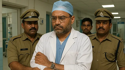 ब्रिटिश डॉक्टर बनकर सर्जरी करने वाला फर्जी सर्जन गिरफ्तार। (Sora AI)