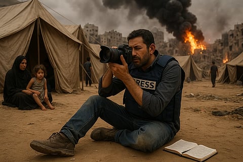 ग़ज़ा (Gaza) में पत्रकारों की ज़िंदगी किसी जेल से कम नहीं रह गई है।