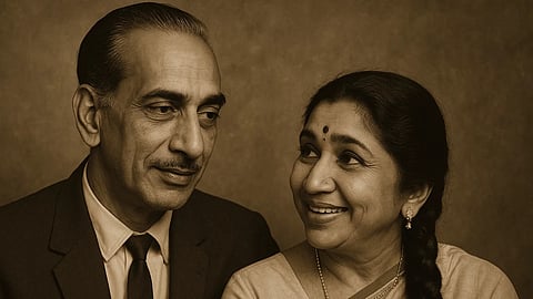 O.P. Nayyar, Asha Bhosle black and white photo