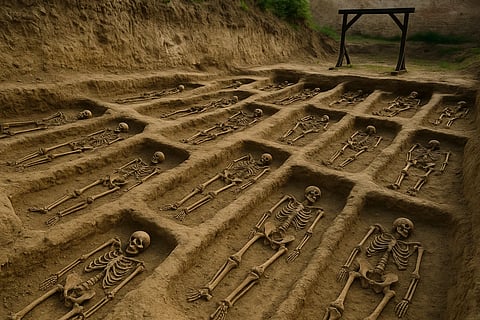 इस तस्वीर में पत्थरों से बना एक किला है।