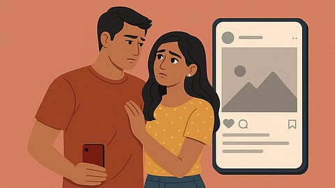 एक लड़का लड़की है और अलग से एक फ़ोन बना हुआ है