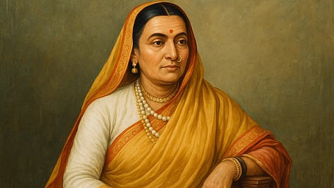 इस तस्वीर में हिस्टोरिकल महिला है जो कुर्सी पर बैठी दिख रही है और साथ ही उन्होंने सोने का जेवर भी पहना है