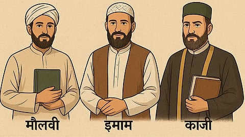मौलवी, इमाम और काजी के तस्वीर है