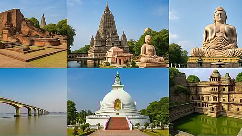 इस तस्वीर में अलग- अलग बिहार के घूमने वाले जगहों का फोटो है