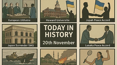 20 नवंबर (History Of 20th November) के दिन से जुड़ी कुछ महत्वपूर्ण घटनाओं को चित्रों के माध्यम से दिखाया गया है