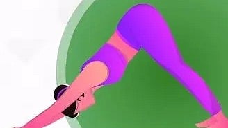 पर्वतासन करते हुए योग करती लड़की का क्लोज़-अप दृश्य।