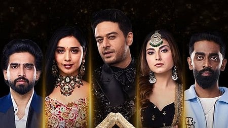 बिग बॉस 19 के पाँच कंटेस्टेंट्स एक साथ पोज देते हुए नजर आ रहे हैं।