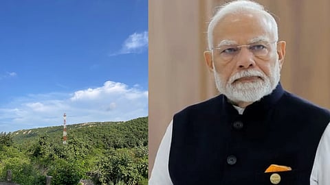 तस्वीर में एक तरफ अरावली पर्वत, दूसरी तरफ पीएम नरेंद्र मोदी