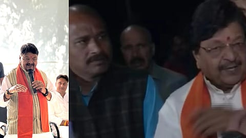 तस्वीर में एक तरफ कैलाश विजयवर्गीय, दूसरी तस्वीर में उनके साथ एक शख्स