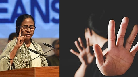 तस्वीर में ममता बनर्जी और एक पीड़ित महिला।