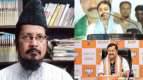 तस्वीर में मौलाना शहाबुद्दीन, सहर शेख और नितिन नबीन