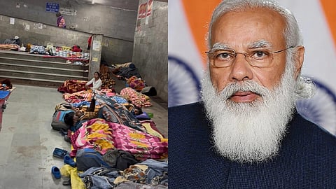 तस्वीर में नरेंद्र मोदी और आम जनता को देख सकते है।