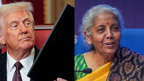 तस्वीर में डोनाल्ड ट्रंप और वित्तमंत्री निर्मला सीतारमण