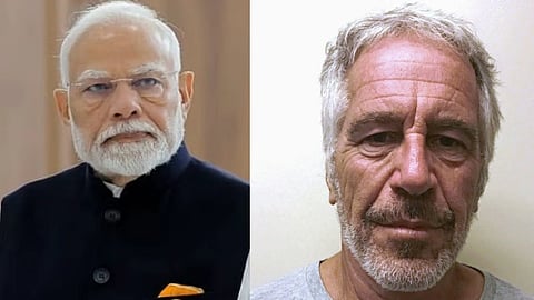 तस्वीर में नरेंद्र मोदी और जेफरी एपस्टीन