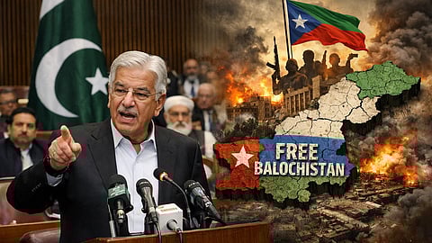 इस तस्वीर में पाकिस्तान के रक्षामंत्री ख्वाजा मुहम्मद आसिफ को देख सकते हैं।