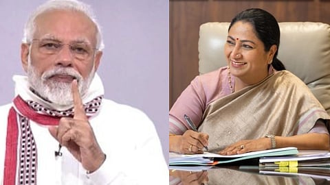 एक तरफ नरेंद्र मोदी और दूसरी तरफ रेखा गुप्ता।