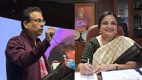 एक तरफ मुनीश कुमार रायज़ादा और दूसरी तरफ शांतिश्री धूलिपुड़ी पंडित