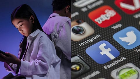 इस चित्र में भिन्न प्रकार के सोशल मीडिया प्लेटफॉर्म्स को दिखाया गया है जैसे की इन्स्ताग्राम, फेसबुक,ट्विटर आदि