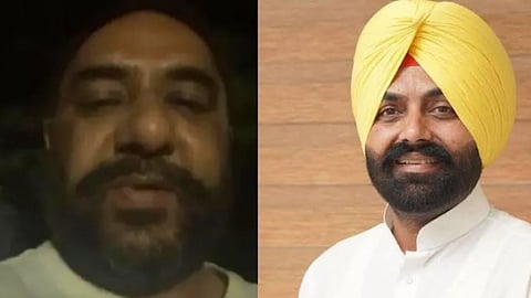 गगनदीप सिंह रंधावा का एक वीडियो स्क्रीनशॉट और बगल में मंत्री लालजीत सिंह भुल्लर की तस्वीर।