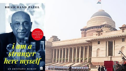 भाईचंद पटेल की किताब और राष्ट्रपति भवन का दृश्य