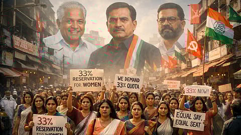 सड़क पर आंदोलन करते लोग।