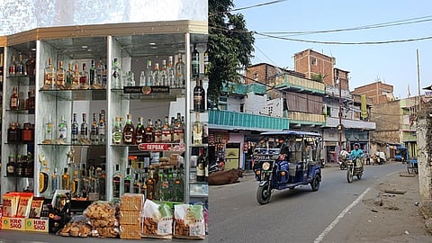 शराब की दूकान और एक इलाके का दृश्य