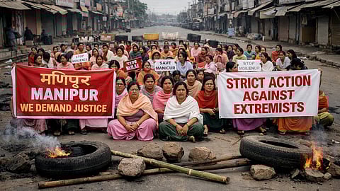 आंदोलन करते लोग