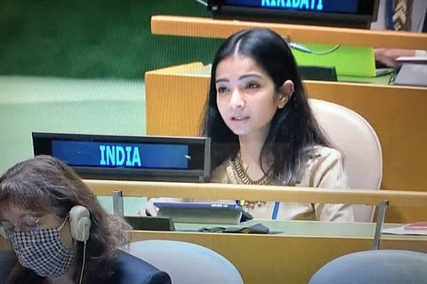 भारत के संयुक्त राष्ट्र मिशन की प्रथम सचिव स्नेहा दुबे। (IANS)