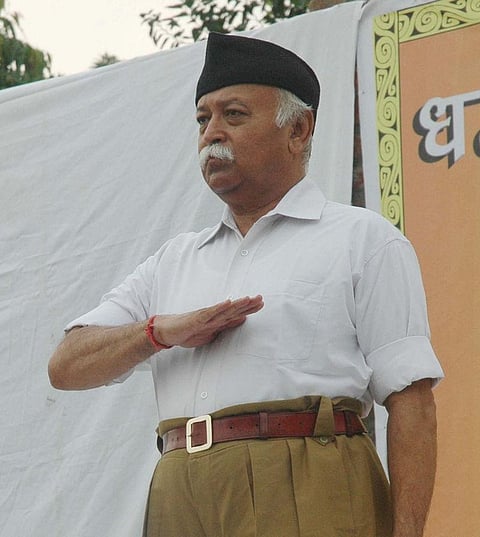 राष्ट्रीय स्वयंसेवक संघ के सरसंघचालक मोहन भागवत। (Wikimedia Commons)