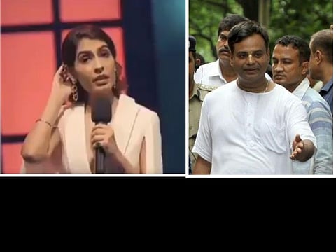 कॉमेडियन सुरलीन कौर(बाएँ) और राधारमन दास, इस्कॉन(दायें)(Image Soure: Twitter)