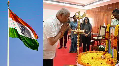 Indian Flag and Bharath matha Concept