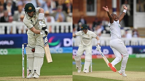 സ്റ്റീവ് സ്മിത്തിന്റെ വിക്കറ്റ് എടുത്തത് ആഘോഷിക്കുന്ന ലുങ്കി എങ്കിഡി