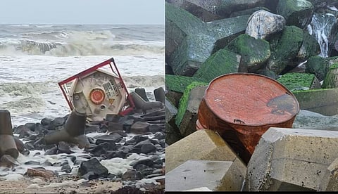 Gas tanker and containers hit the shore