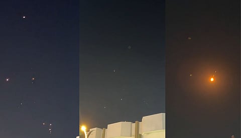 മിസൈലുകൾ പതിക്കുന്ന ദൃശ്യം