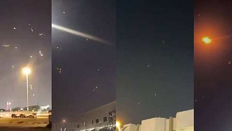 മിസൈലുകൾ പതിക്കുന്ന ദൃശ്യം