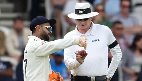 Rishabh Pant is trying to convey umpire about ball's situation