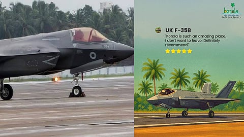 ഒഎല്എക്സിന്റെ റോള് കഴിഞ്ഞു, അടുത്തത് ടൂറിസം വകുപ്പിന്റെ വക; ബ്രിട്ടീഷ് യുദ്ധവിമാനം വെച്ച് പരസ്യവുമായി കേരള ടൂറിസം