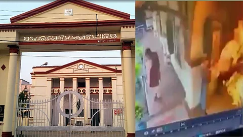ഒഡീഷ ഫാകിർ മോഹൻ ഓട്ടോണമസ് കോളേജ്, ആത്മഹത്യയ്ക്ക് ശ്രമിക്കുന്ന ദൃശ്യം