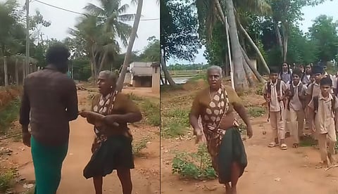 ദളിത് വിദ്യാര്ഥികള് പൊതുവഴിയിലൂടെ സ്കൂളില് പോകുന്നത് തടയാന് വടിയെടുത്ത് സ്ത്രീ; തട്ടിമാറ്റി കുട്ടികളെ നയിച്ച് യുവാക്കള്, വൈറലായി വീഡിയോ