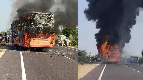 രാജസ്ഥാനില് ഓടുന്ന ബസിന് തീപിടിച്ചു; 19 യാത്രക്കാര് വെന്തുമരിച്ചു