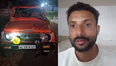 ഇടിച്ച വാഹനം, പിടിയിലായ പ്രതി ഷജീർ