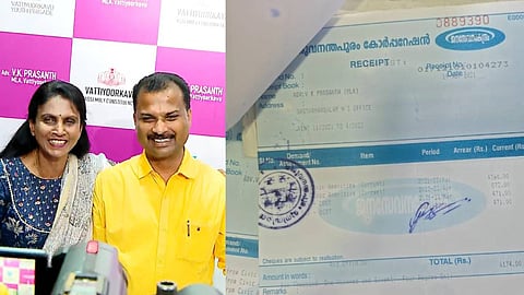 വി.കെ. പ്രശാന്ത് ഓഫീസിന് പണമടച്ച രേഖകൾ പുറത്ത്; കാലാവധി മാർച്ച് 31 വരെ