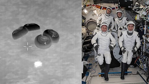 ഭൂമി തൊട്ട് ക്രൂ 11 ഡ്രാഗൺ പേടകം: സ്പ്ലാഷ് ഡൗണ് കാലിഫോര്ണിയന് തീരത്ത്