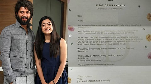 ആ കല്യാണമിങ്ങെത്തി! വിജയ് ദേവരക്കൊണ്ട- രശ്മിക മന്ദാന വിവാഹ ക്ഷണക്കത്ത് വൈറൽ