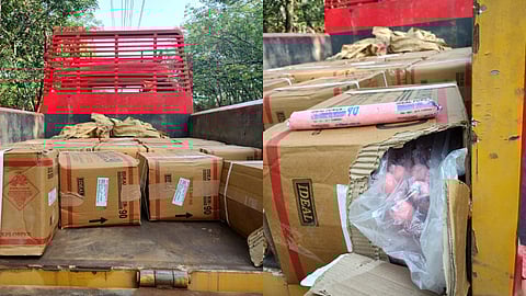 പിടികൂടിയ ജലാറ്റിൻ സ്റ്റിക്കുകൾ