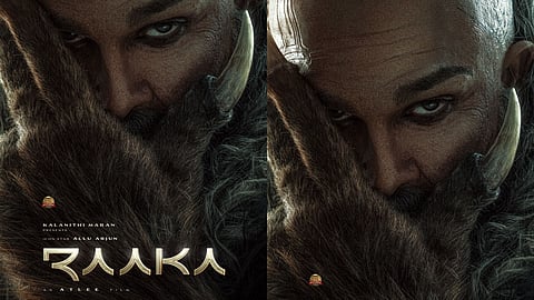 മൊട്ടത്തല, ദേഹമാസകലം രോമം, കൂർത്ത നഖങ്ങളും... അല്ലു അർജുൻ- അറ്റ്ലി ചിത്രം 'രാക്ക' പോസ്റ്റർ