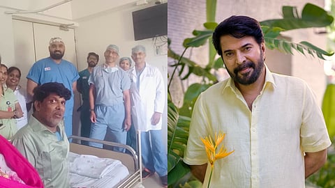 രാജഗിരി ആശുപത്രി സ്റ്റാഫുകൾക്കൊപ്പം കണ്ണൻ സാഗർ, മമ്മൂട്ടി