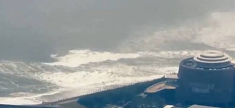 Tsunami waves after earthquake in Japan