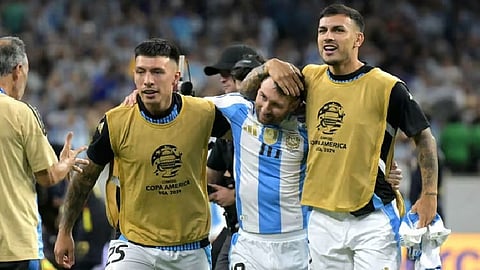 സെമി ഫൈനൽ പ്രവേശനം ആഘോഷിക്കുന്ന ലയണൽ മെസ്സിയും കൂട്ടരും